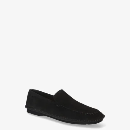 Black Structured Suede Loafers
