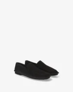 Black Structured Suede Loafersb