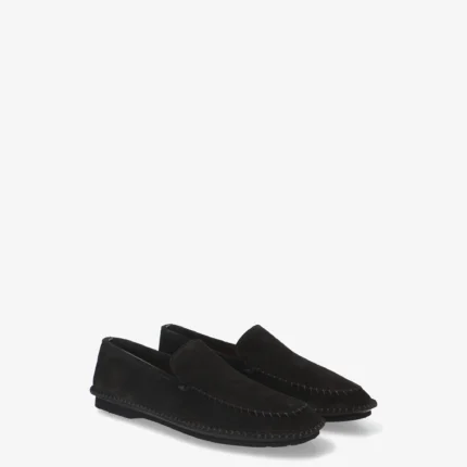 Black Structured Suede Loafersb