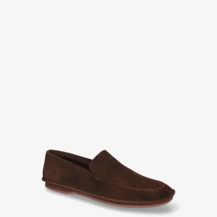 Brown Structured Suede Loafers