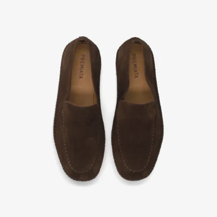 Brown Structured Suede Loafersc